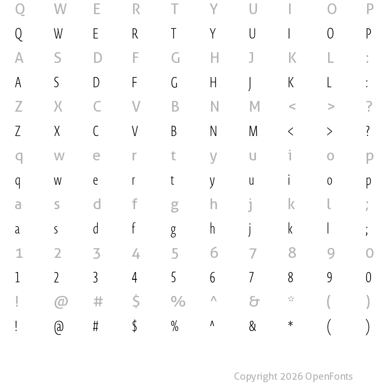Character Map of Novel Sans He XCmp XLight