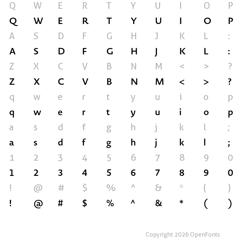 Character Map of Novel Sans Pro SemiBd