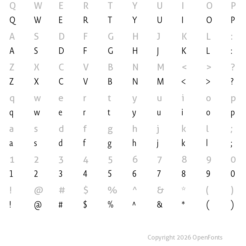 Character Map of Novel SansCond Pro Light
