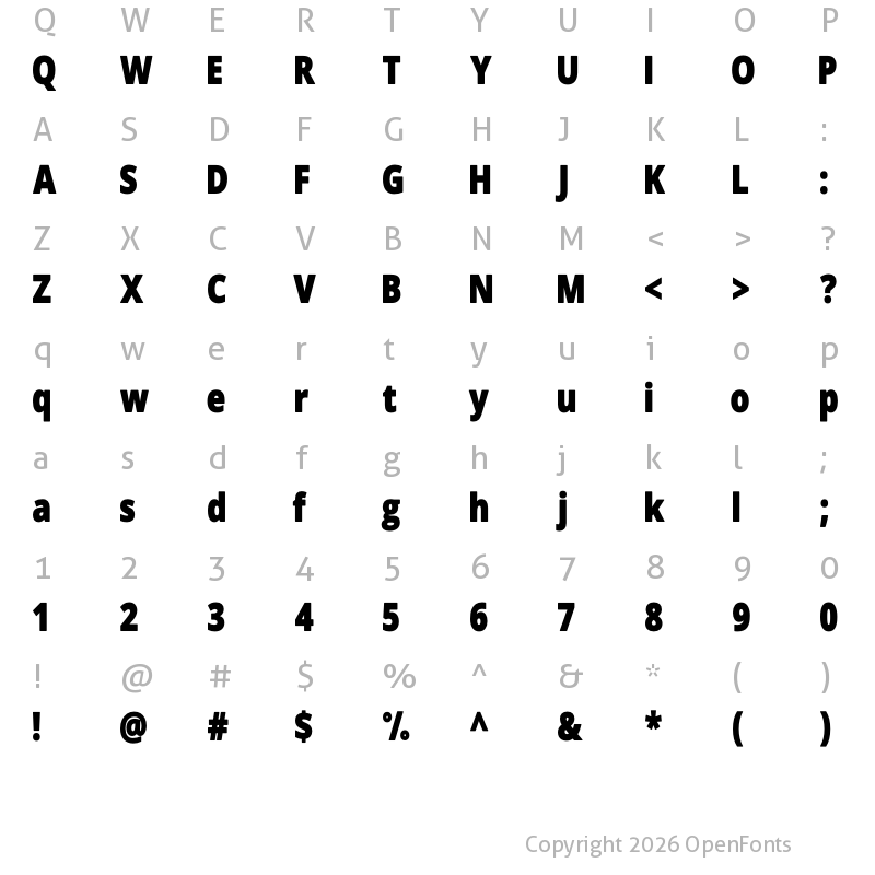 Character Map of Novus-Bold Regular