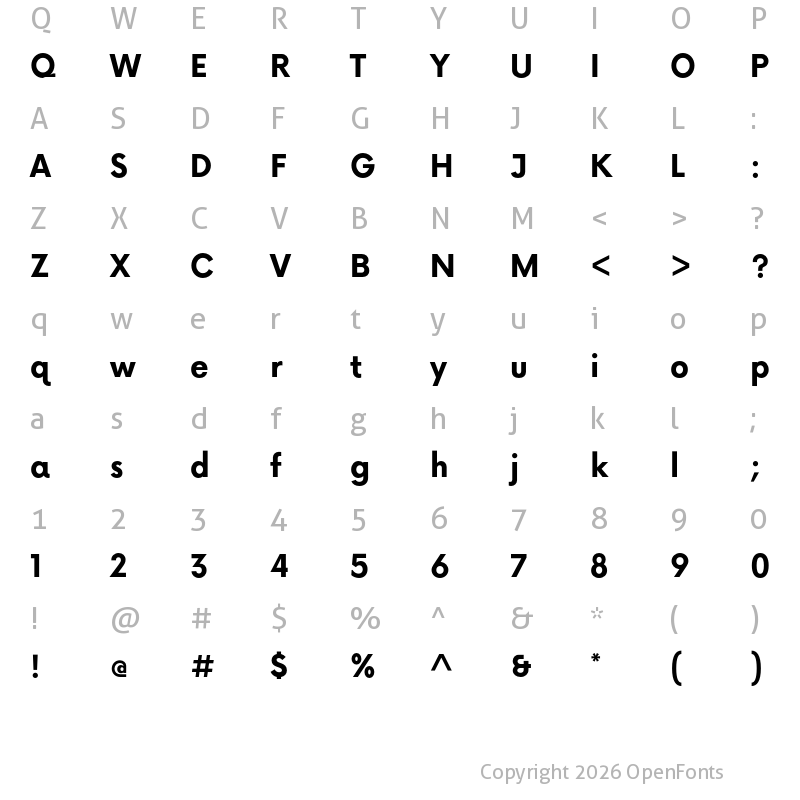 Character Map of Now Bold