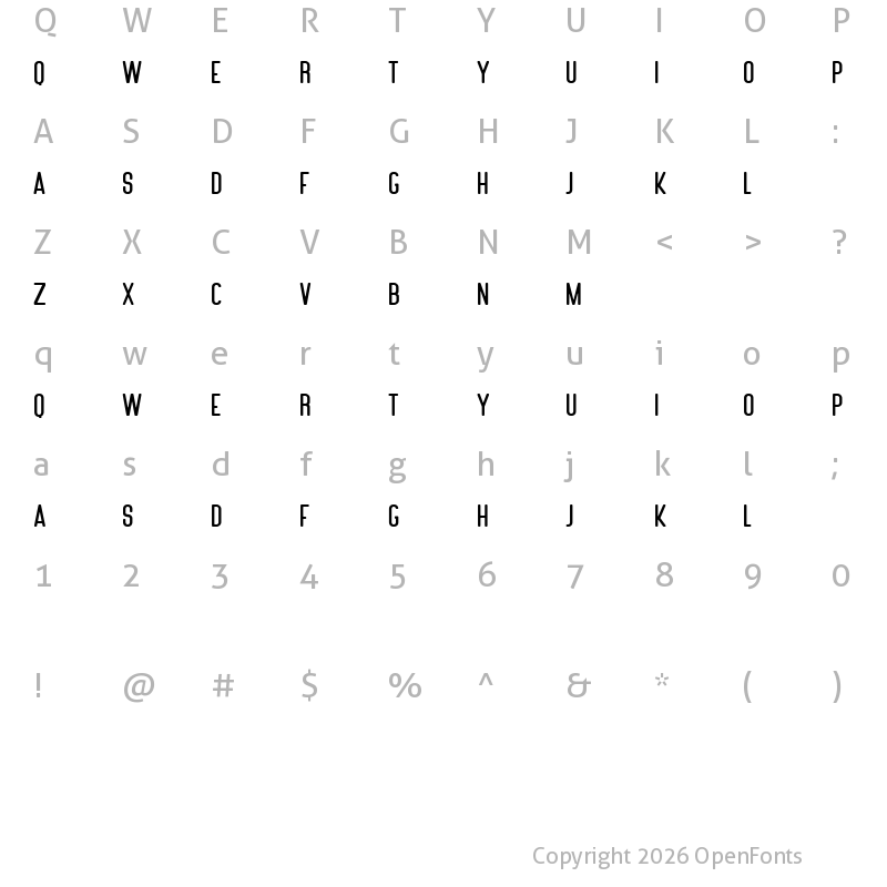 Character Map of Nubolts Rounded Free Regular