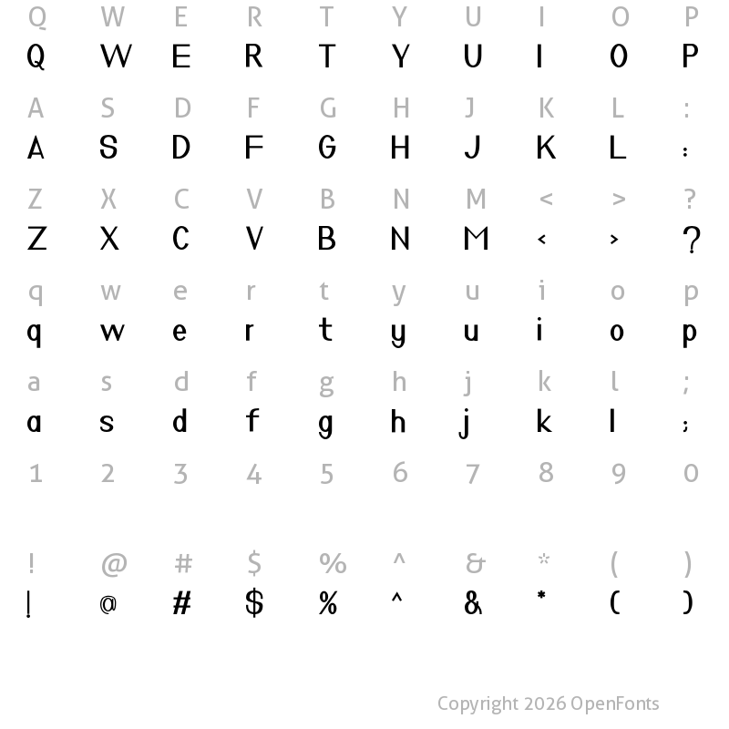 Character Map of Nuevo Demo