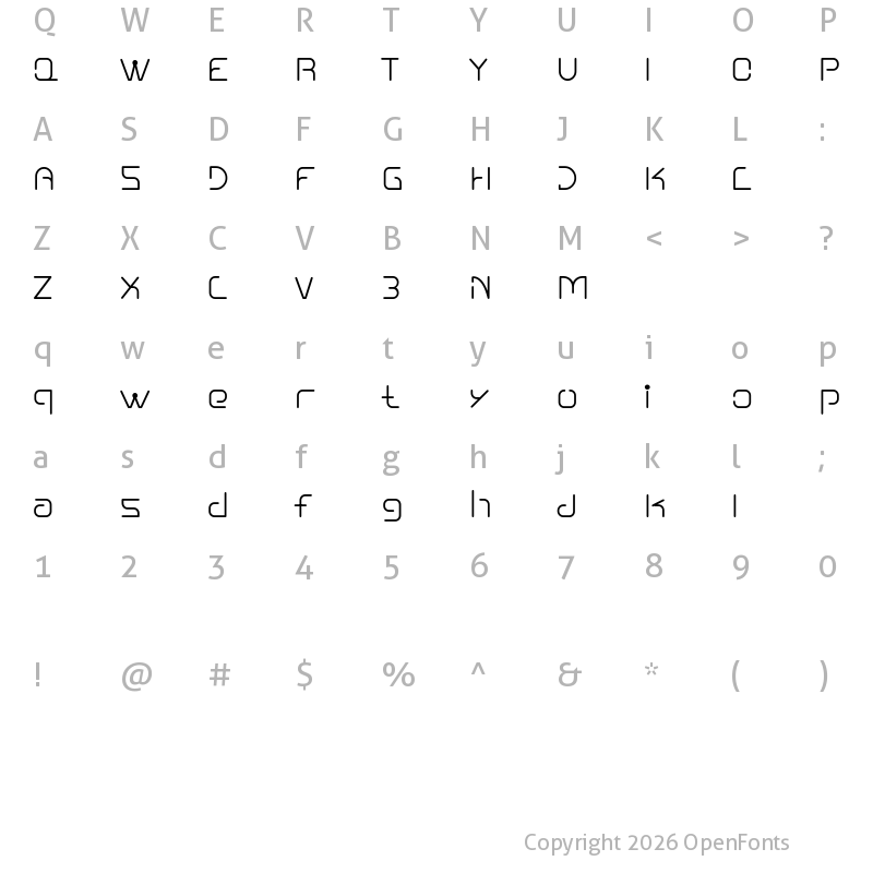 Character Map of Nuixyber Pro Original Regular