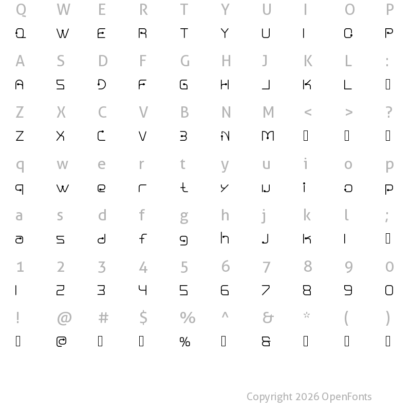 Character Map of nuixyber Regular