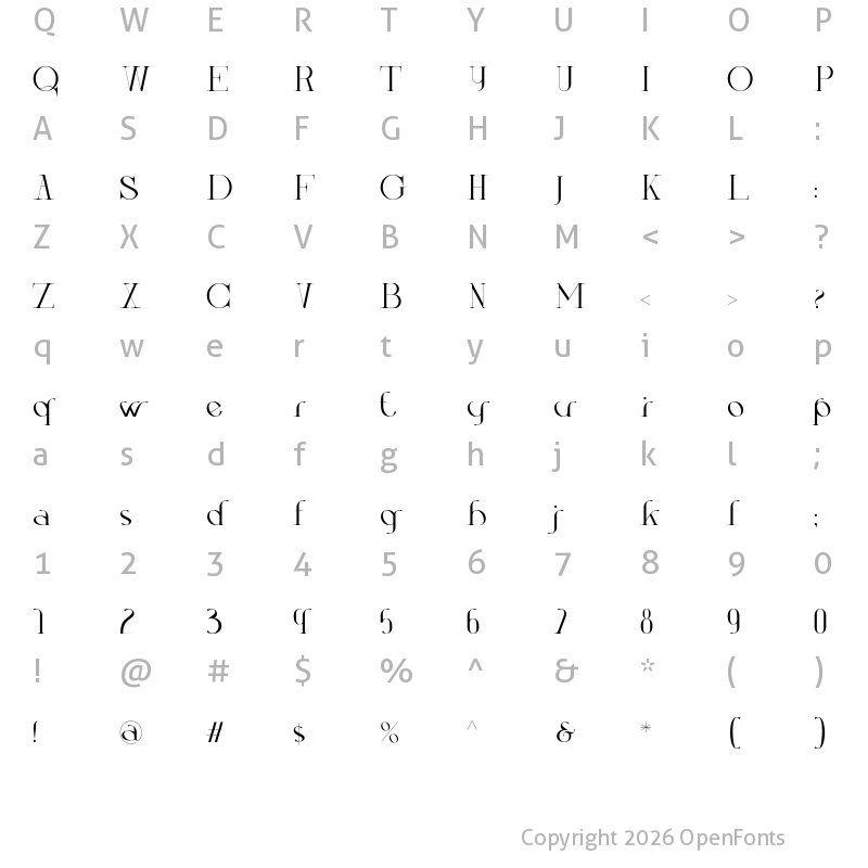 Character Map of Nukizo Regular