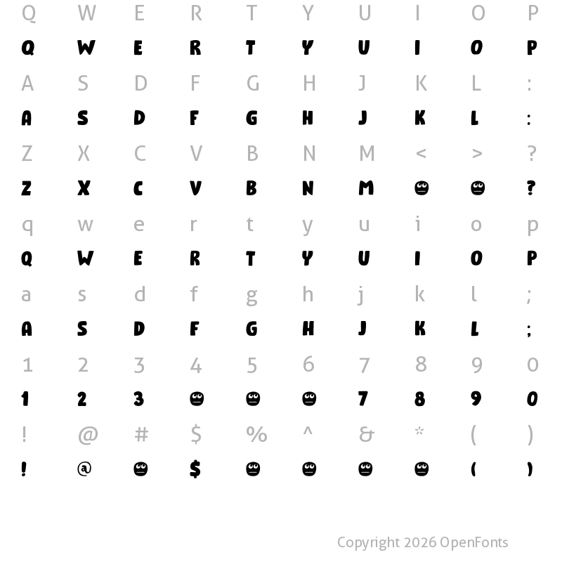 Character Map of Numpty DEMO Regular