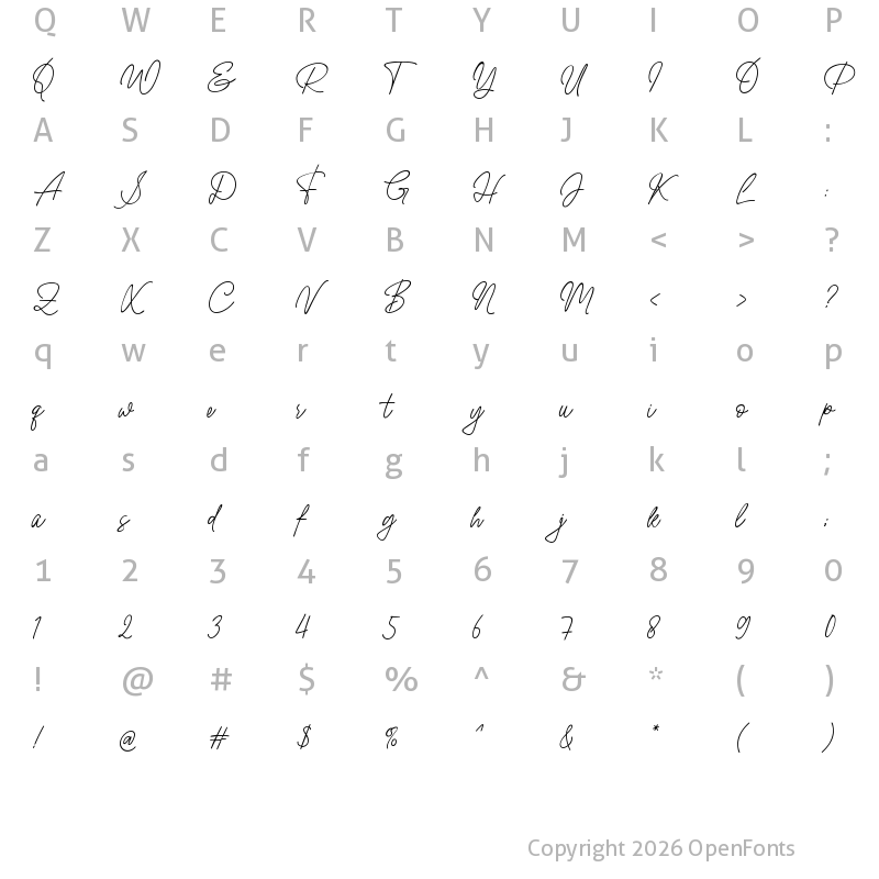 Character Map of Nura Asyifa Regular