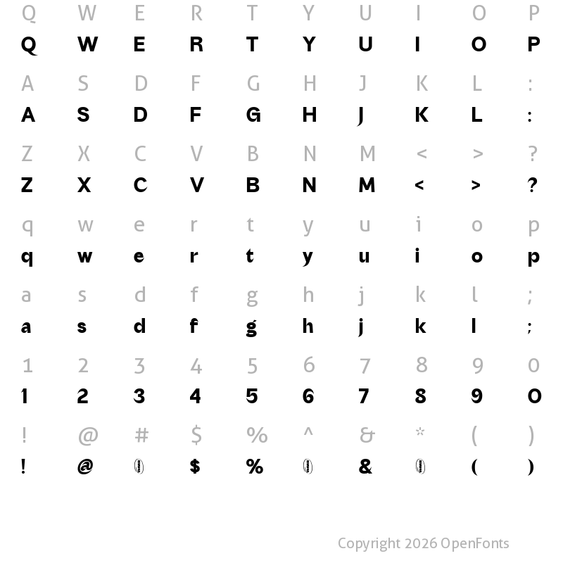 Character Map of Nutgame DEMO Bold