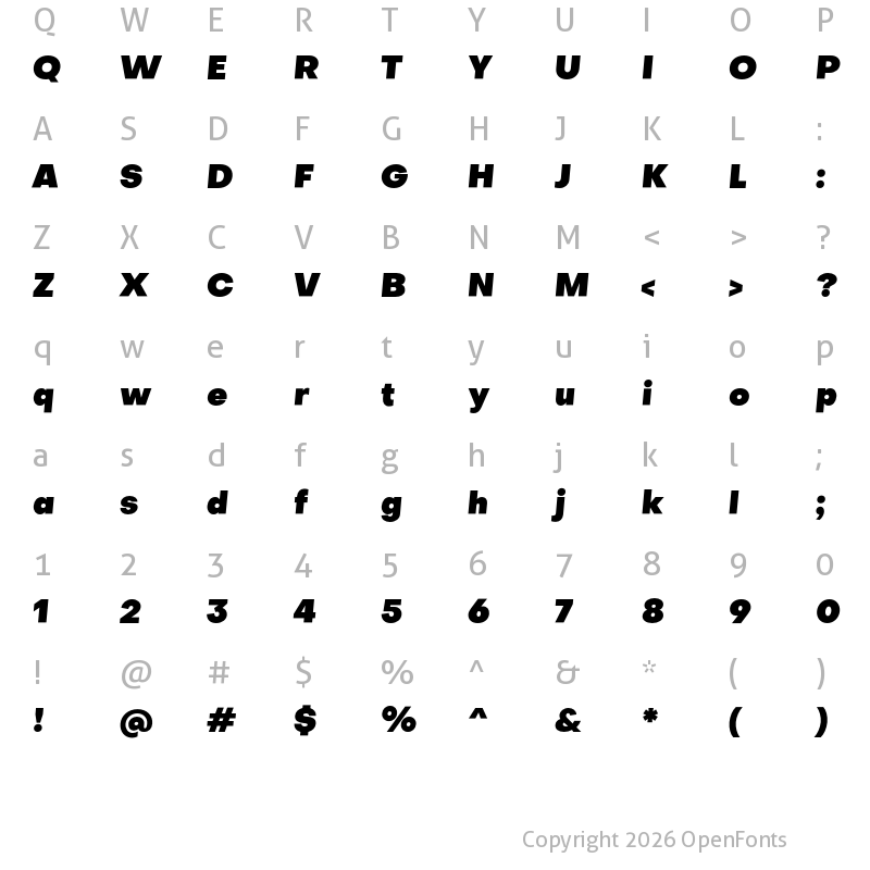 Character Map of Objectivity Black Slanted