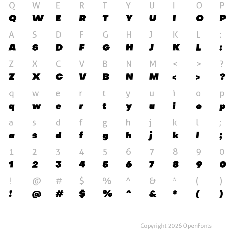 Character Map of Objectivity Super Slanted