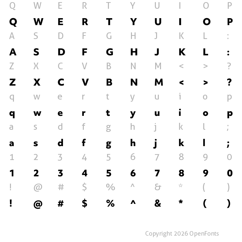 Character Map of Objektiv Mk3 Trial XBold