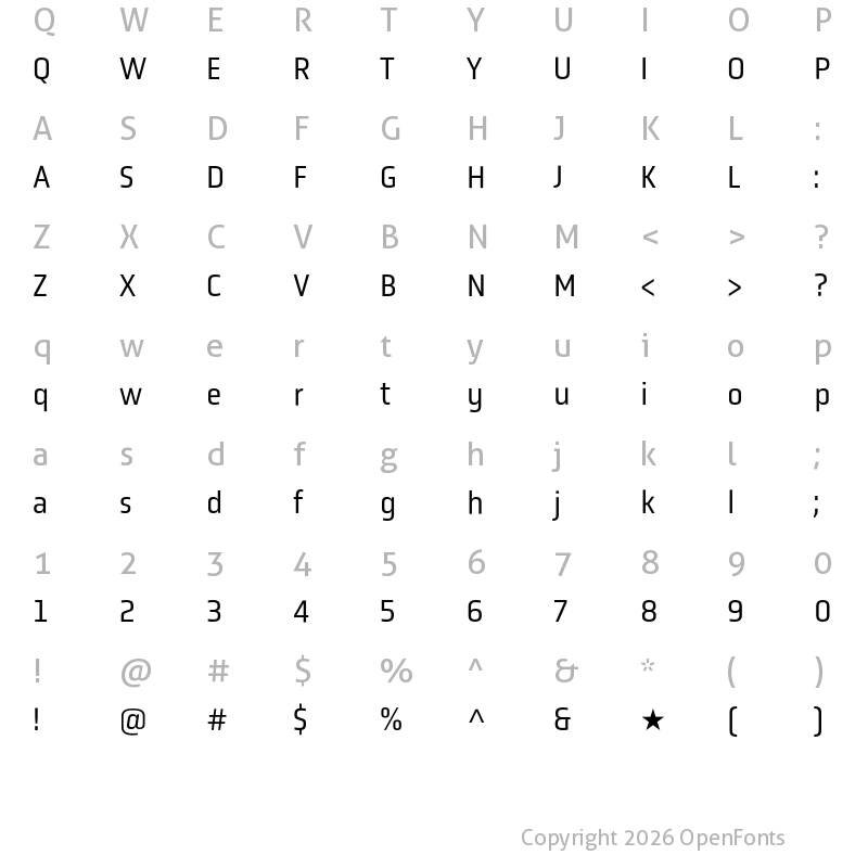 Character Map of Obvia Narrow Book