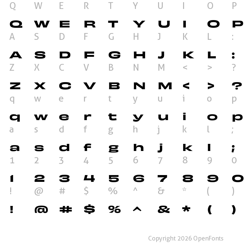 Character Map of Obviously Extended Semibold