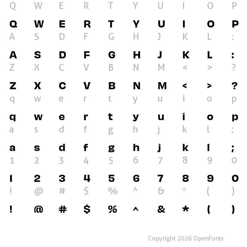 Character Map of Obviously Semibold