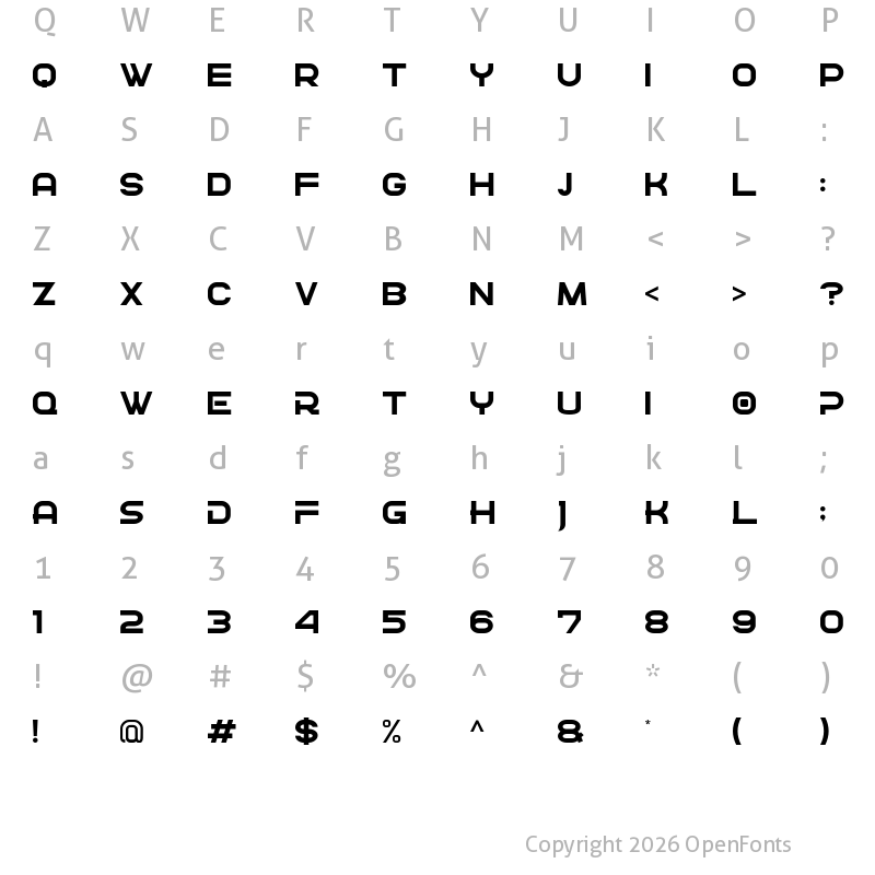 Character Map of OCEAN RED BLUES Regular