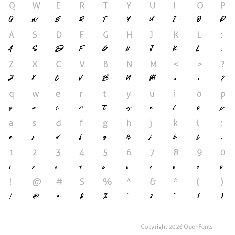Character Map of Oceania Regular