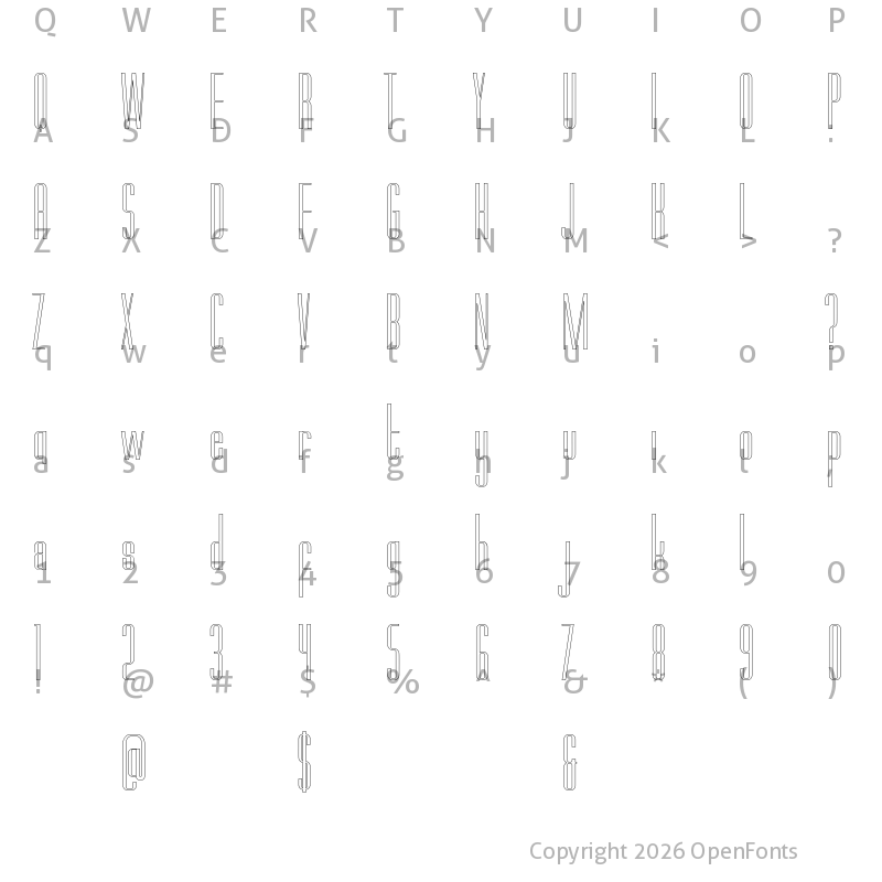 Character Map of Octagon Plus demo Regular