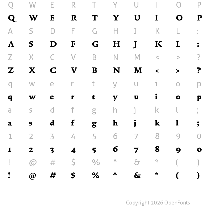 Character Map of Oculi Text Black