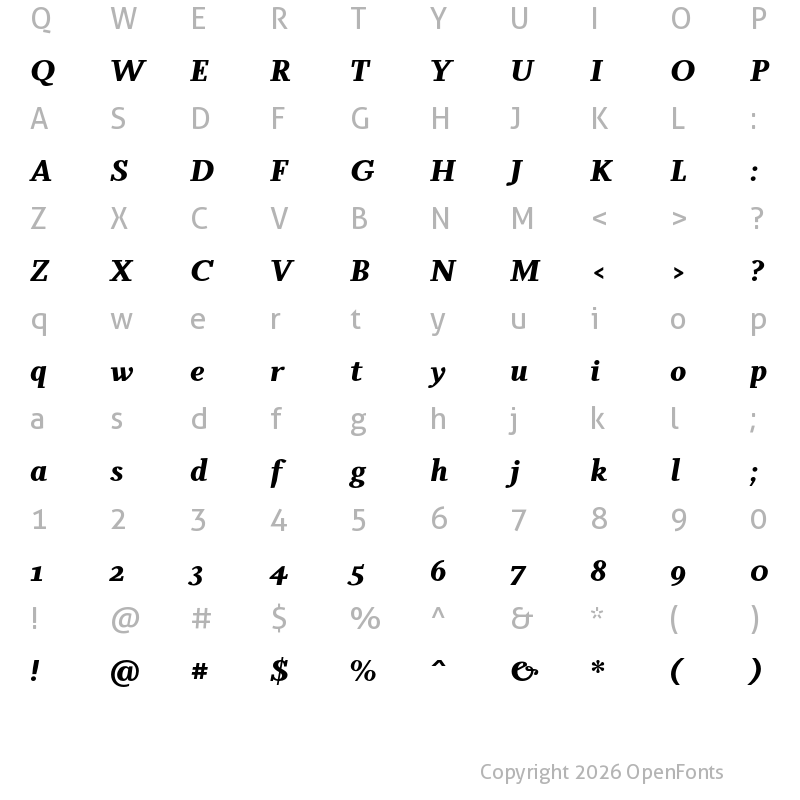 Character Map of Odile Black Italic