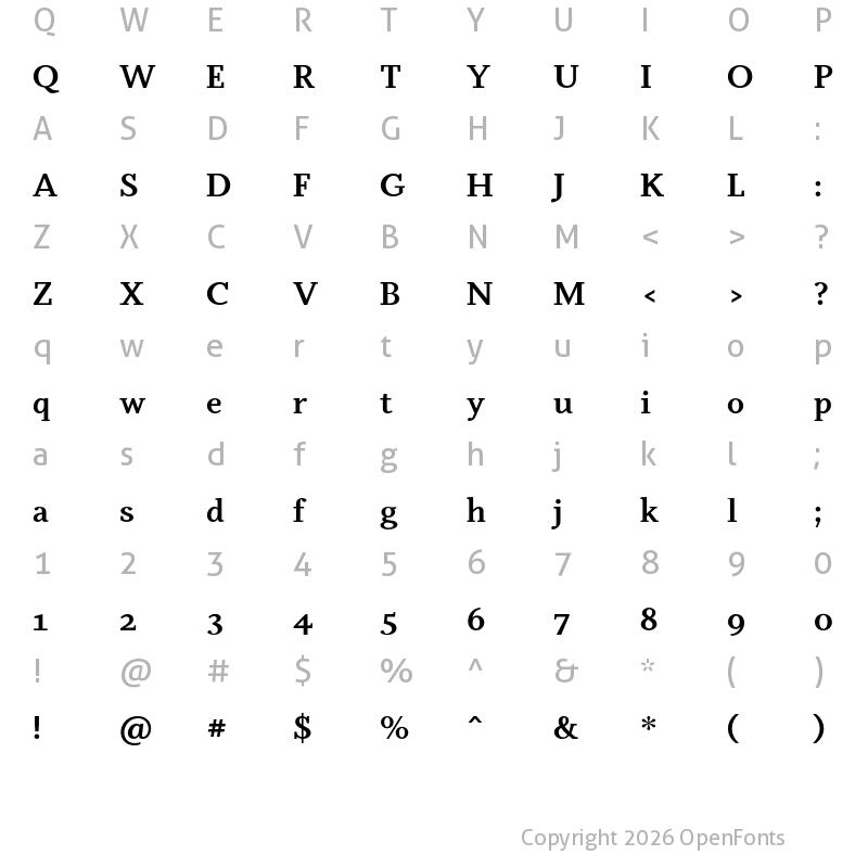 Character Map of Odile Bold