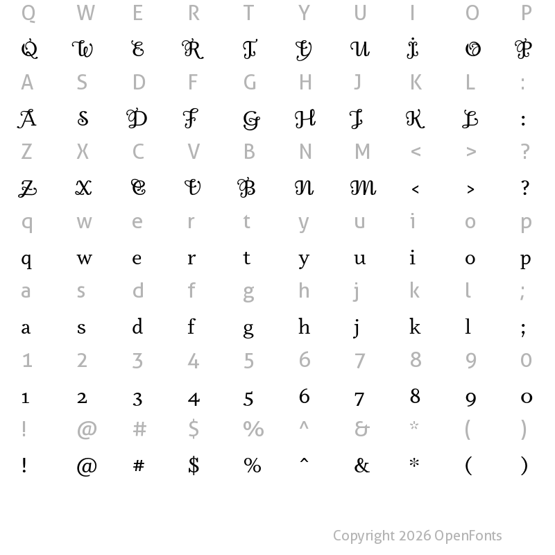 Character Map of Odile Deco Initials Regular
