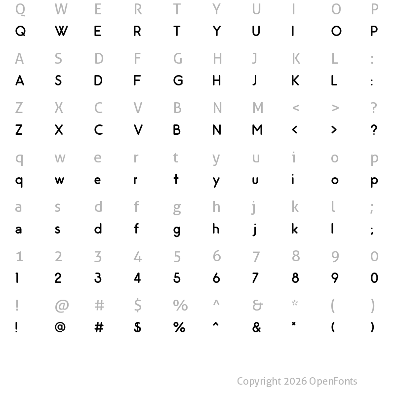 Character Map of Odin Rounded Regular