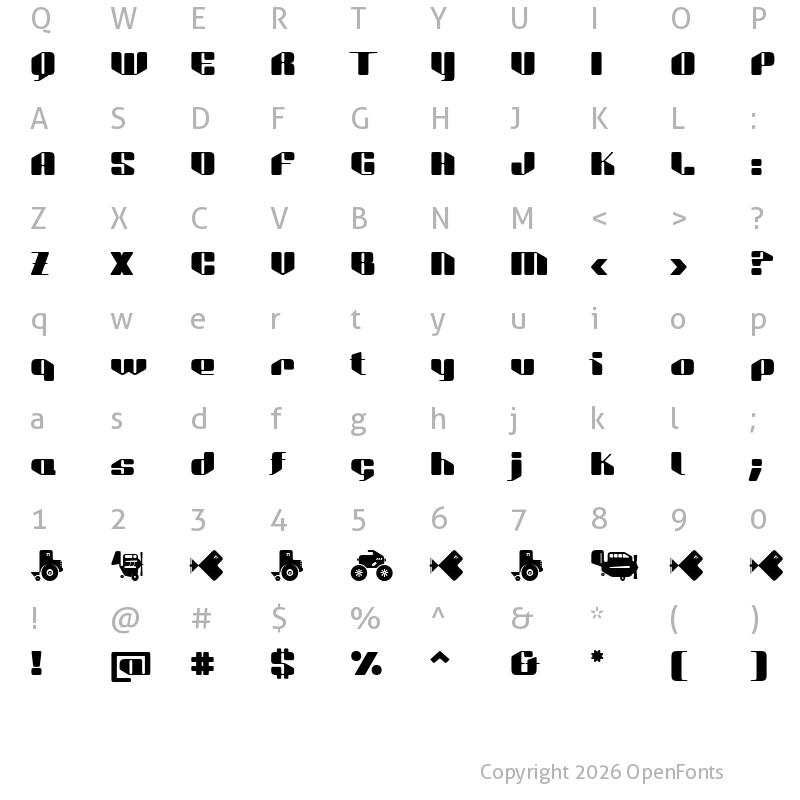 Character Map of Odisean Tech Regular