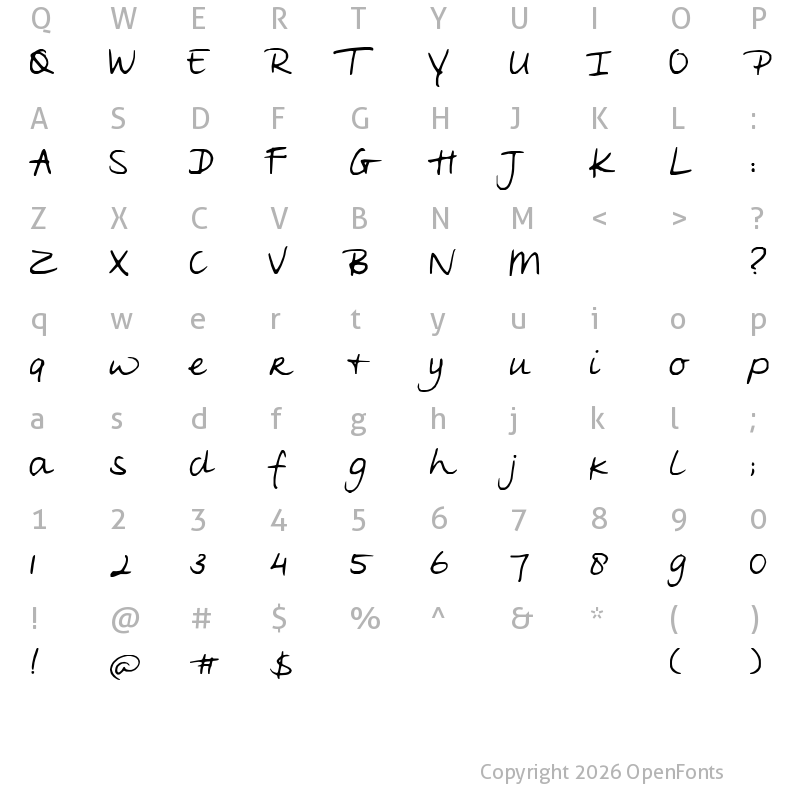 Character Map of Oei Regular
