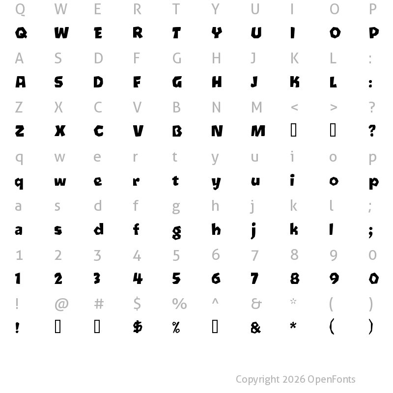 Character Map of Oetztype Regular
