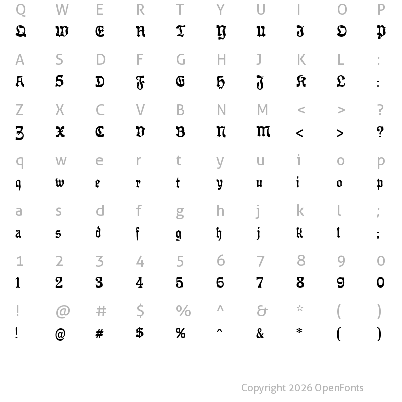 Character Map of Offenbacher Reform CAT Regular