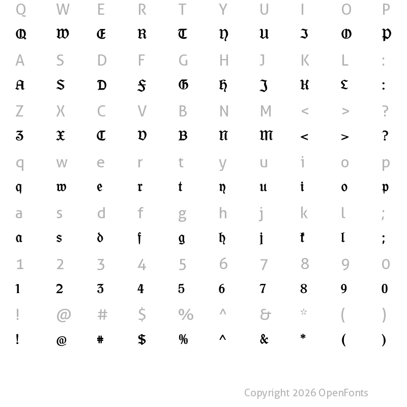 Character Map of OffenbacherSchwabacherCAT Regular