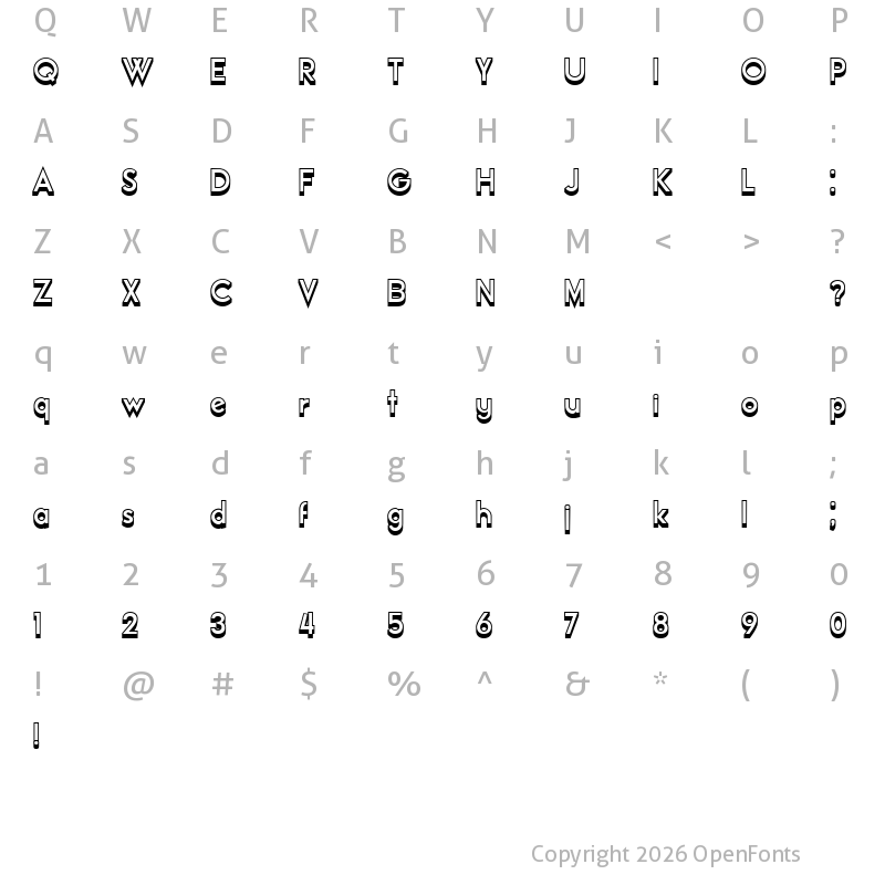 Character Map of Official Hollow Regular