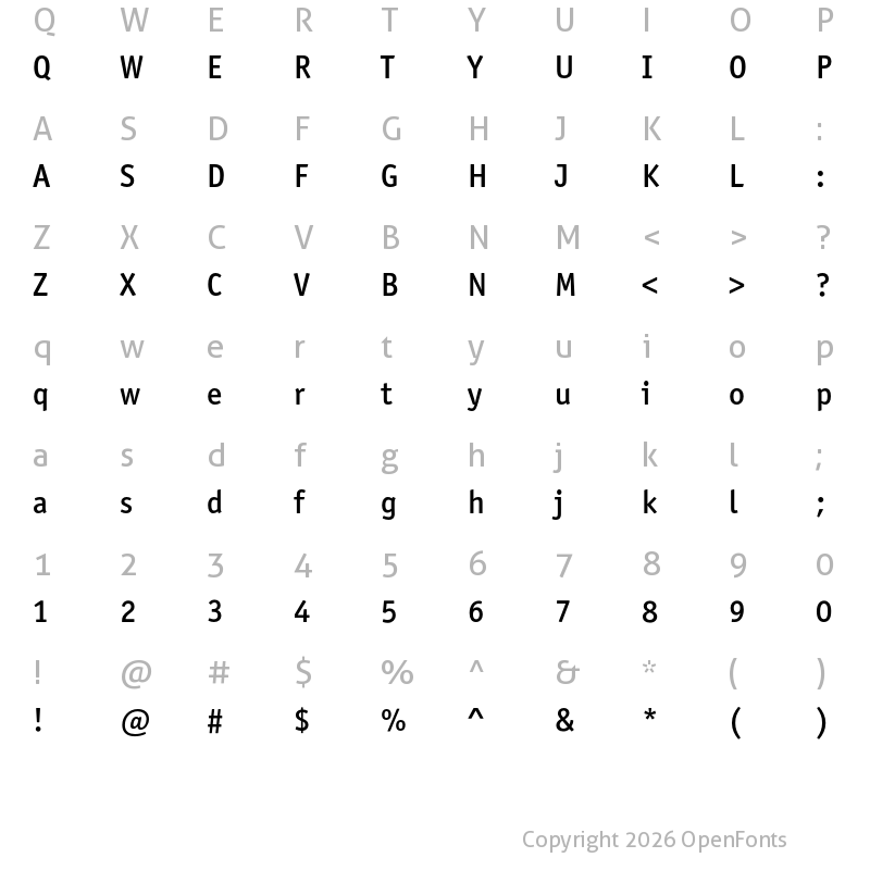 Character Map of Officina Sans ITC Pro Medium