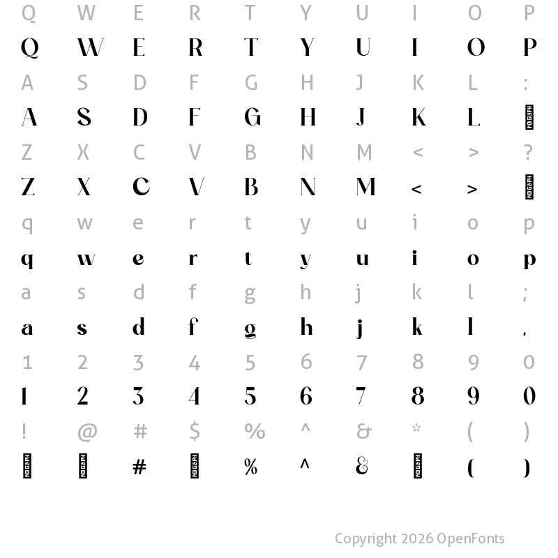 Character Map of Ogelic Regular
