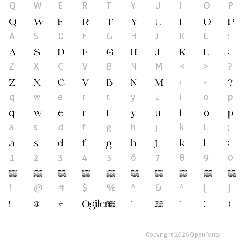 Character Map of Ogilen Personal Use Regular
