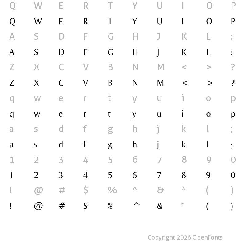 Character Map of Ogirema Regular
