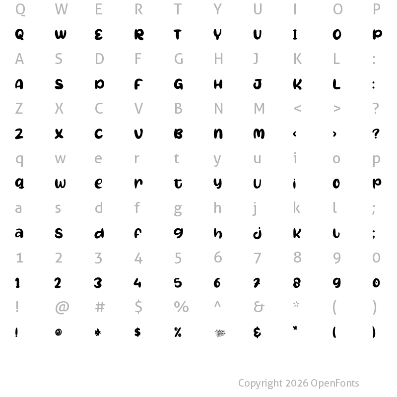 Character Map of Oh My Baby Regular