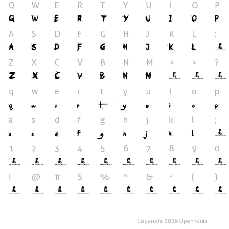 Character Map of Oh No Regular