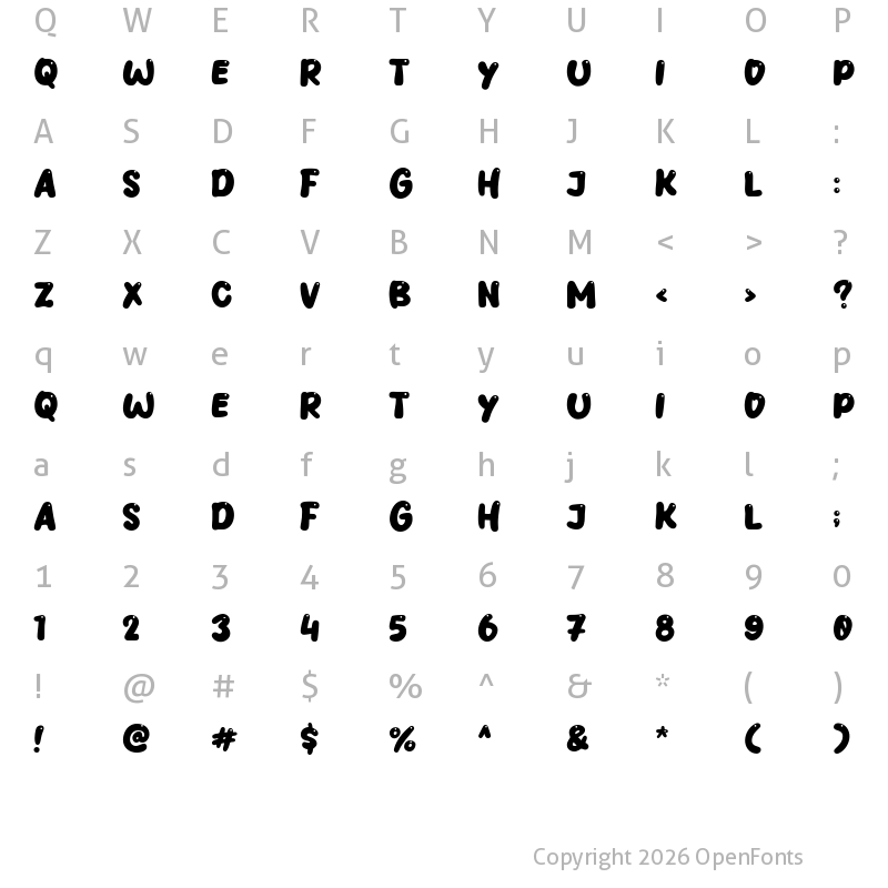 Character Map of Oh Okey Regular