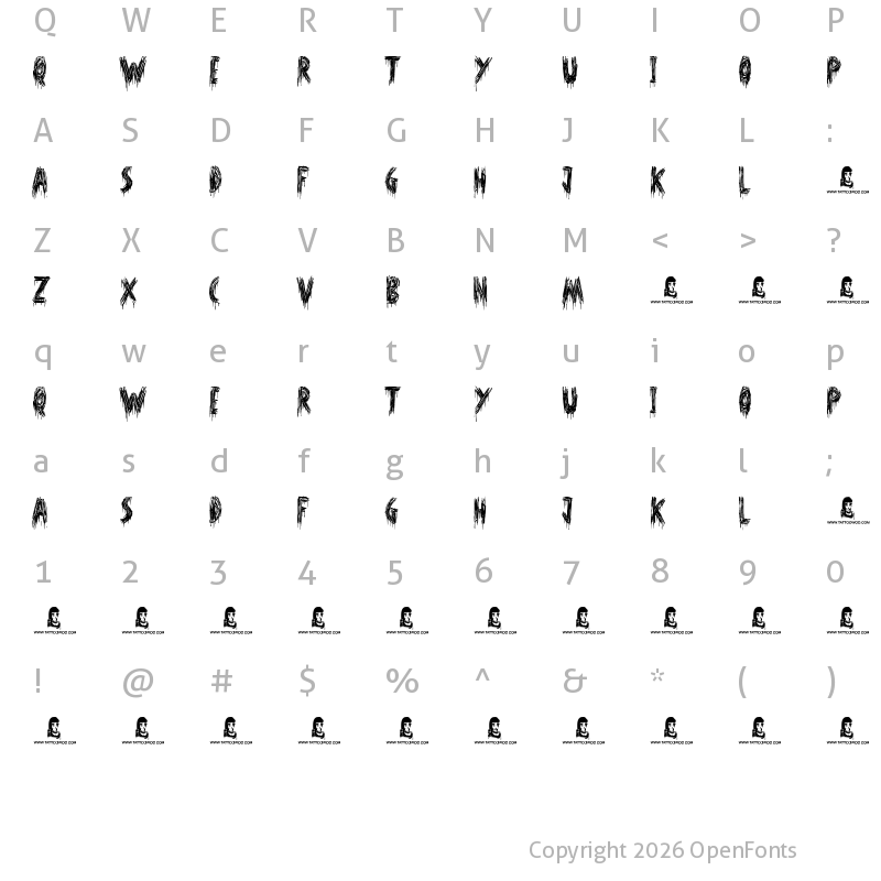 Character Map of Oh Shit Regular