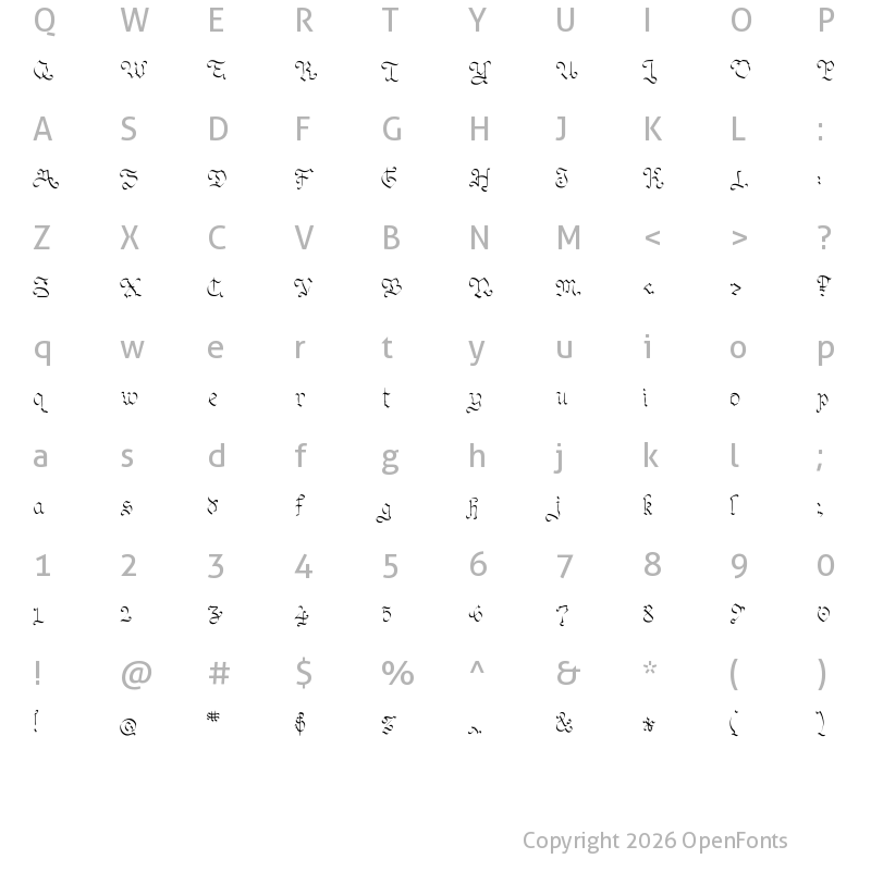 Character Map of OhMyGoth Medium