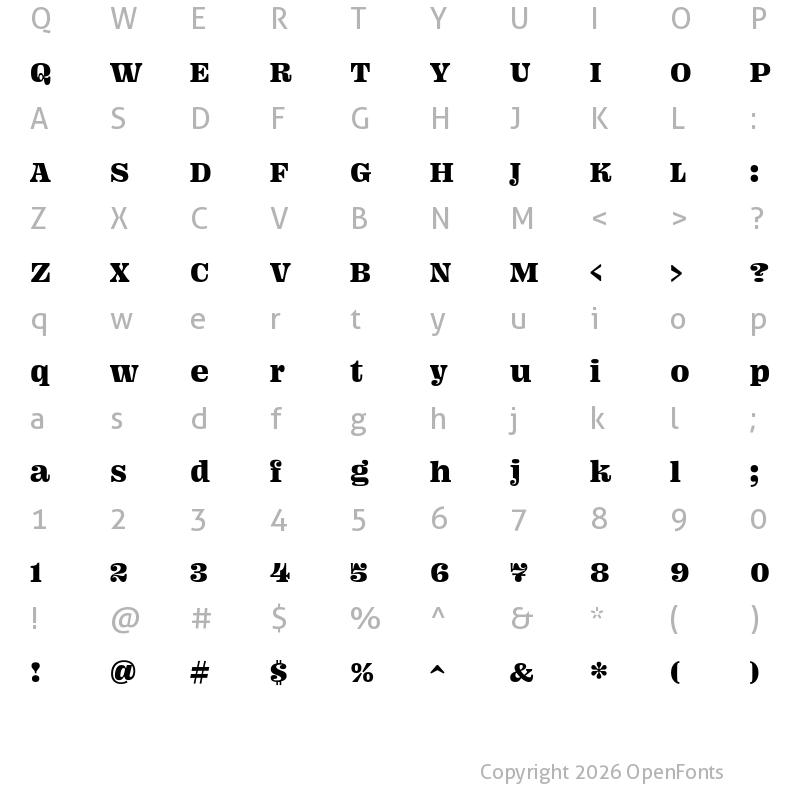 Character Map of Ohno Fatface 12 Pt