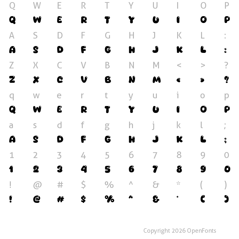 Character Map of Ohyou Regular