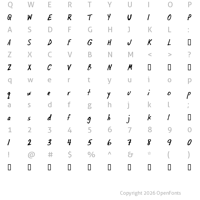 Character Map of OilBats Basic