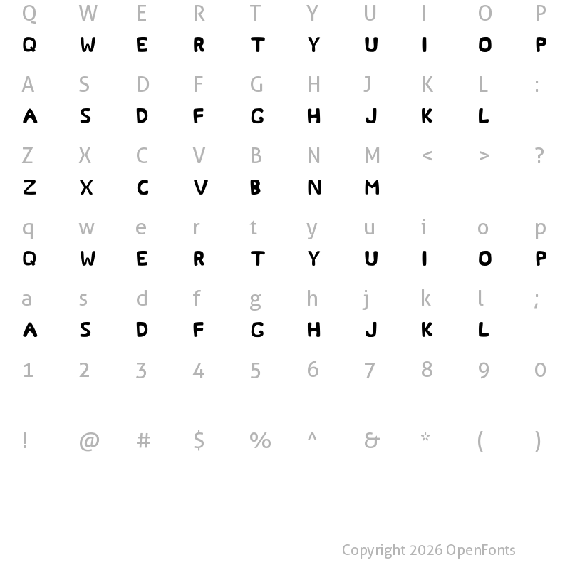 Character Map of Ok Coral Regular