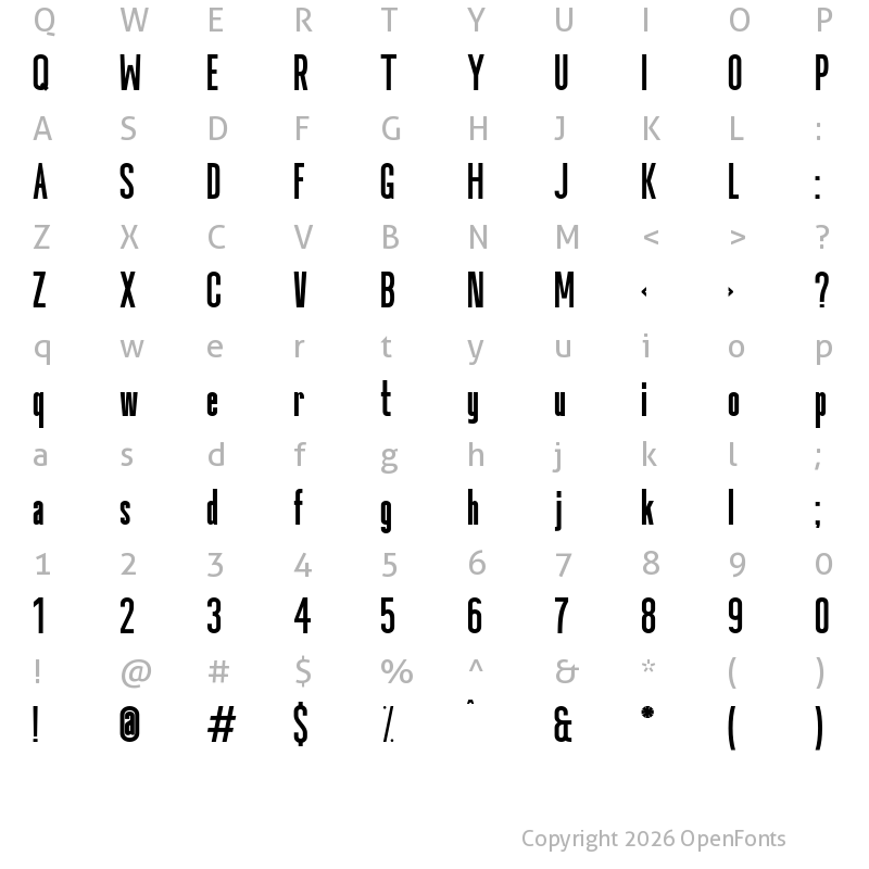 Character Map of Okana Black