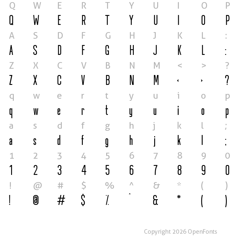 Character Map of Okana Bold