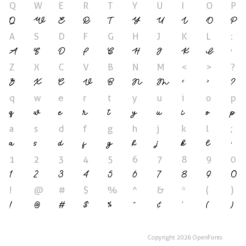 Character Map of Okinawa Sunset Regular