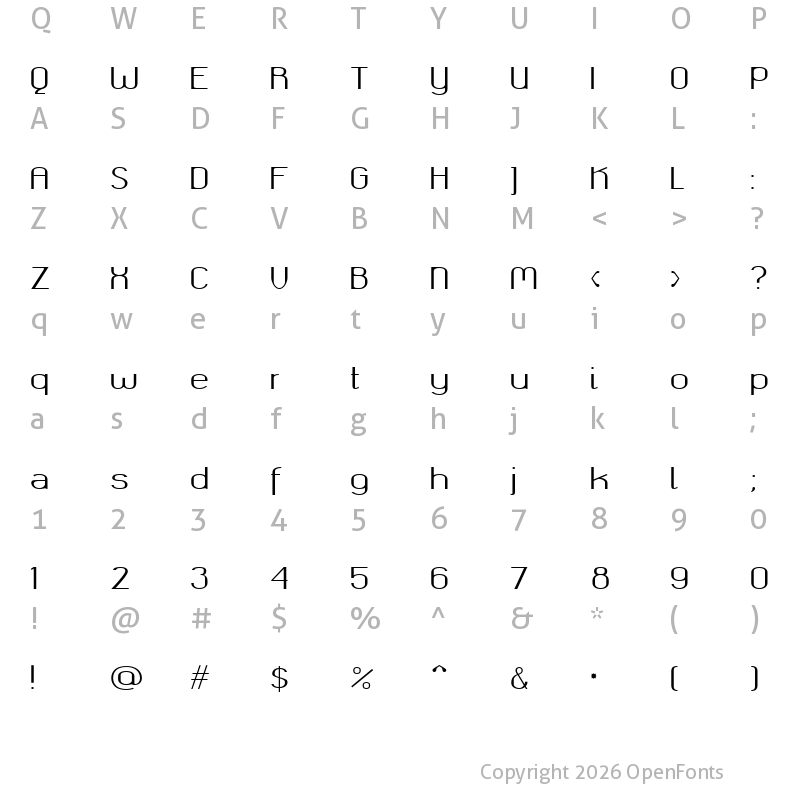 Character Map of okolaks Regular